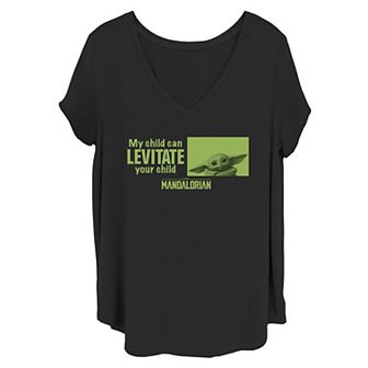 Juniors' Plus Size Star Wars The Mandalorian My Child Can Levitate Your Child Tee