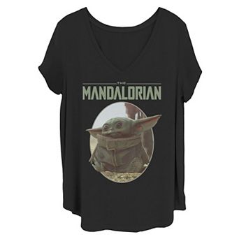 Juniors' Plus Size Star Wars The Mandalorian The Child Circle Portrait Tee