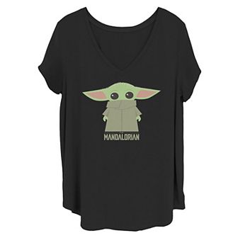 Juniors' Plus Size Star Wars The Mandalorian The Child Hidden Face Portrait Tee