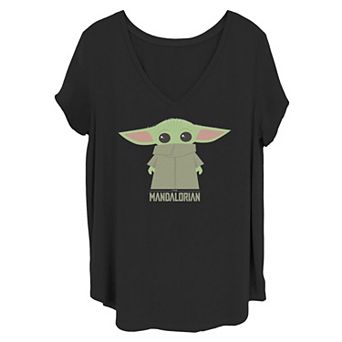Juniors' Plus Size Star Wars The Mandalorian The Child Hidden Face Portrait Tee