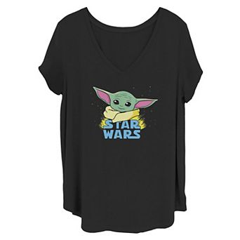 Juniors' Plus Size Star Wars The Mandalorian The Child Galaxy Logo Tee