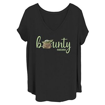 Juniors' Plus Size Star Wars The Mandalorian The Child Bounty Text Tee