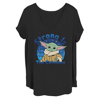 Juniors' Plus Size Star Wars The Mandalorian The Child Strong Is The Cuteness Tee