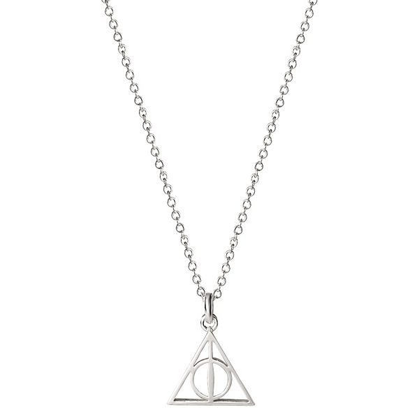 DEATHLY HALLOWS Rotating Spinning Necklace Silver Tone Pendant.Harry Potter prop 