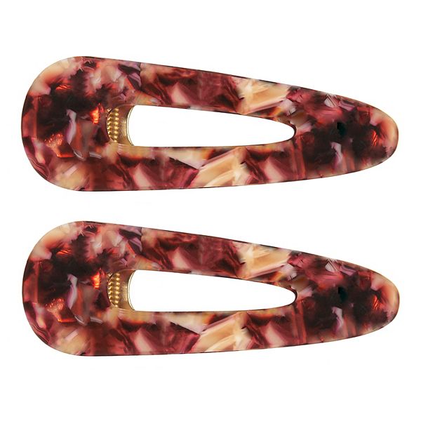 Red & Cream Tortoiseshell Acetate Hair Clips Set