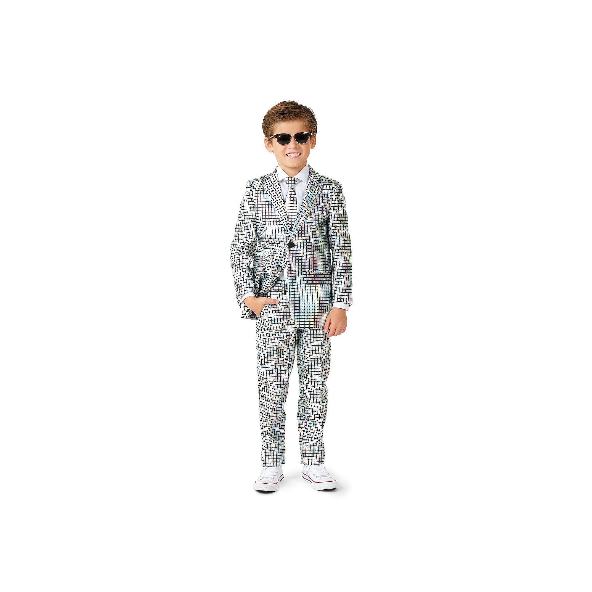 Boys 2-8 OppoSuits Metallic Disco Ball Party Jacket, Pants & Tie Suit Set, 
