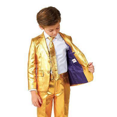 Boys 2-8 OppoSuits Groovy Gold Metallic Party Jacket, Pants & Tie Suit Set