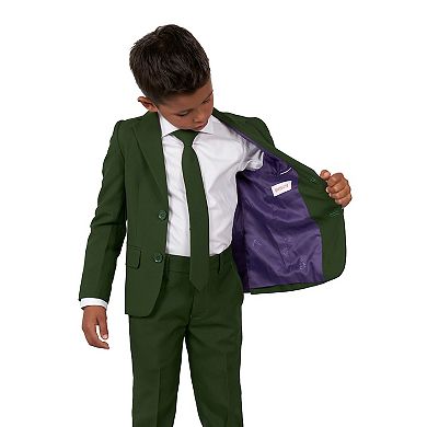 Boys 2-8 OppoSuits Glorious Green Solid Color Jacket, Pants & Tie Suit Set