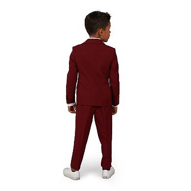 Boys 2-8 OppoSuits Blazing Burgundy Solid Color Jacket, Pants & Tie Suit Set