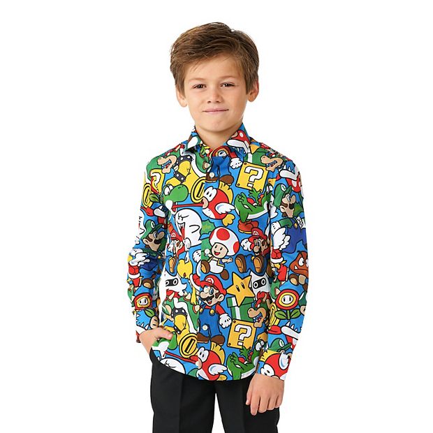 Boys 2 8 OppoSuits Nintendo Super Mario Button Up Dress Shirt