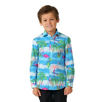 Boys 2-8 OppoSuits Flaminguy Tropical Flamingo Button-Up Dress Shirt