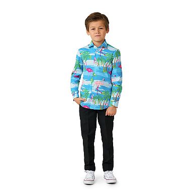 Boys 2-8 OppoSuits Flaminguy Tropical Flamingo Button-Up Dress Shirt