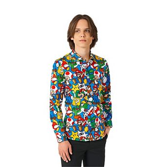 Boys 10-16 OppoSuits Super Mario Print Button-Down Shirt