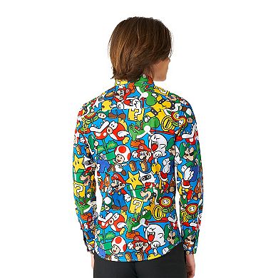 Boys 10-16 OppoSuits Super Mario Print Button-Down Shirt