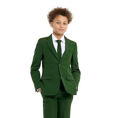 Boys 10-16 OppoSuits Glorious Green Solid Jacket, Pants & Tie Suit Set