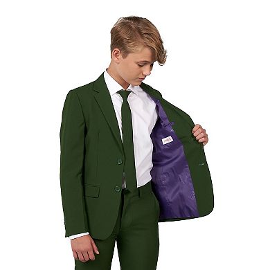 Boys 10-16 OppoSuits Glorious Green Solid Jacket, Pants & Tie Suit Set