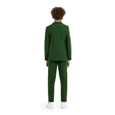 Boys 10-16 OppoSuits Glorious Green Solid Jacket, Pants & Tie Suit Set