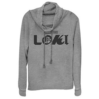 Juniors' Marvel Loki Logo Cowlneck Graphic Lightweight Long Sleeve