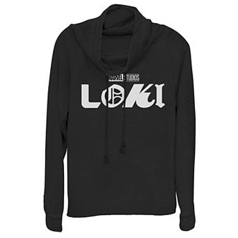 Juniors' Marvel Loki Logo Cowlneck Graphic Lightweight Long Sleeve