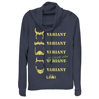 Juniors' Marvel Loki Variant Sylvie Quote Cowlneck Graphic Lightweight Long Sleeve