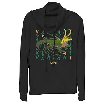 Juniors' Marvel Alligator Variant Loki Poster Cowlneck Graphic Lightweight Long Sleeve