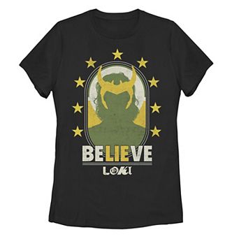 Juniors' Marvel Loki Green And Gold Tee