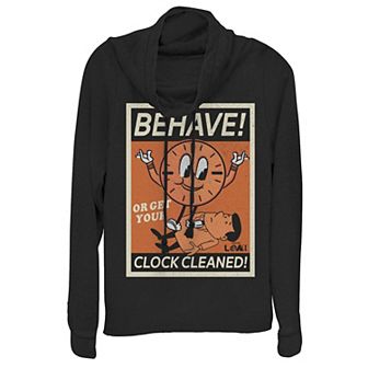 Juniors' Marvel Loki Miss Minutes Is Always Watching Cowlneck Graphic Lightweight Long Sleeve