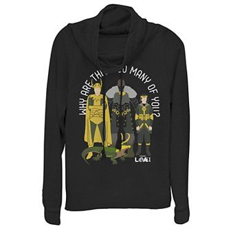 Juniors' Marvel Loki Variant Loki Group Cowlneck Graphic Lightweight Long Sleeve