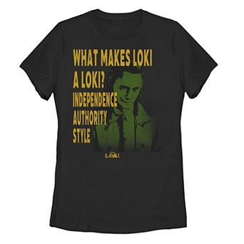 Juniors' Marvel Loki Style Quote Tee