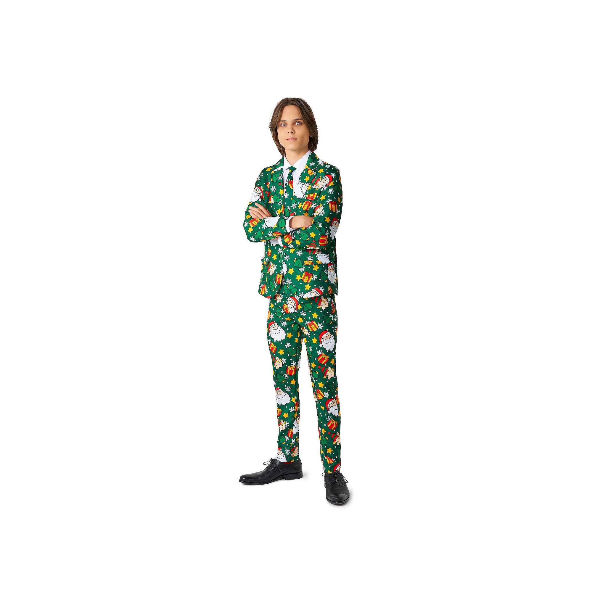 Boys 4-16 Suitmeister Santa Elves Green Christmas Suit Jacket, Pants & Tie 