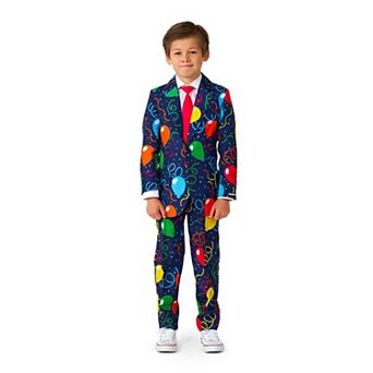Boys 4-16 Suitmeister Confetti Balloons Jacket, Pants & Tie Navy Party Suit Set