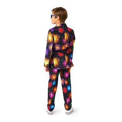 Boys 4-16 Suitmeister Fireworks Black New Year's Party Jacket, Pants & Tie Suit Set