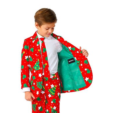 Boys 4-16 Suitmeister Christmas Tree Red Jacket, Pants & Tie Suit Set