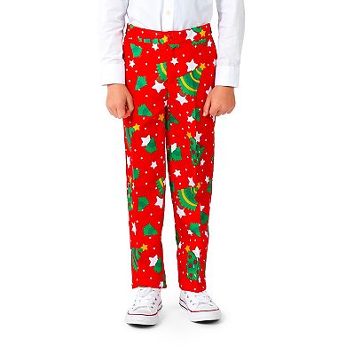Boys 4-16 Suitmeister Christmas Tree Red Jacket, Pants & Tie Suit Set
