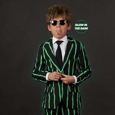 Boys 4-16 Suitmeister Oversized Pinstripe Black Glow-in-the-Dark Suit