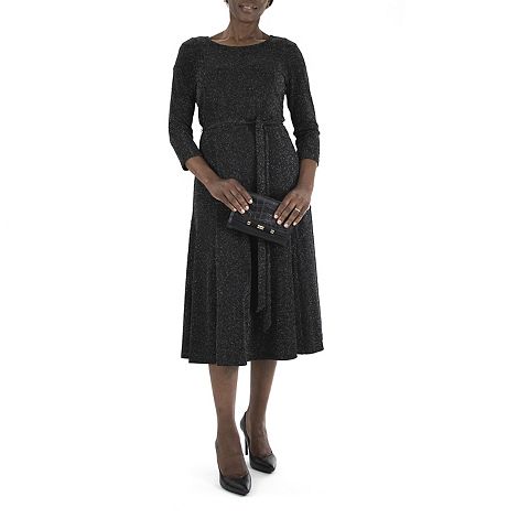 Женские платья Nina Leonard Women's Nina Leonard Sylvia Lurex Metallic Midi Dress