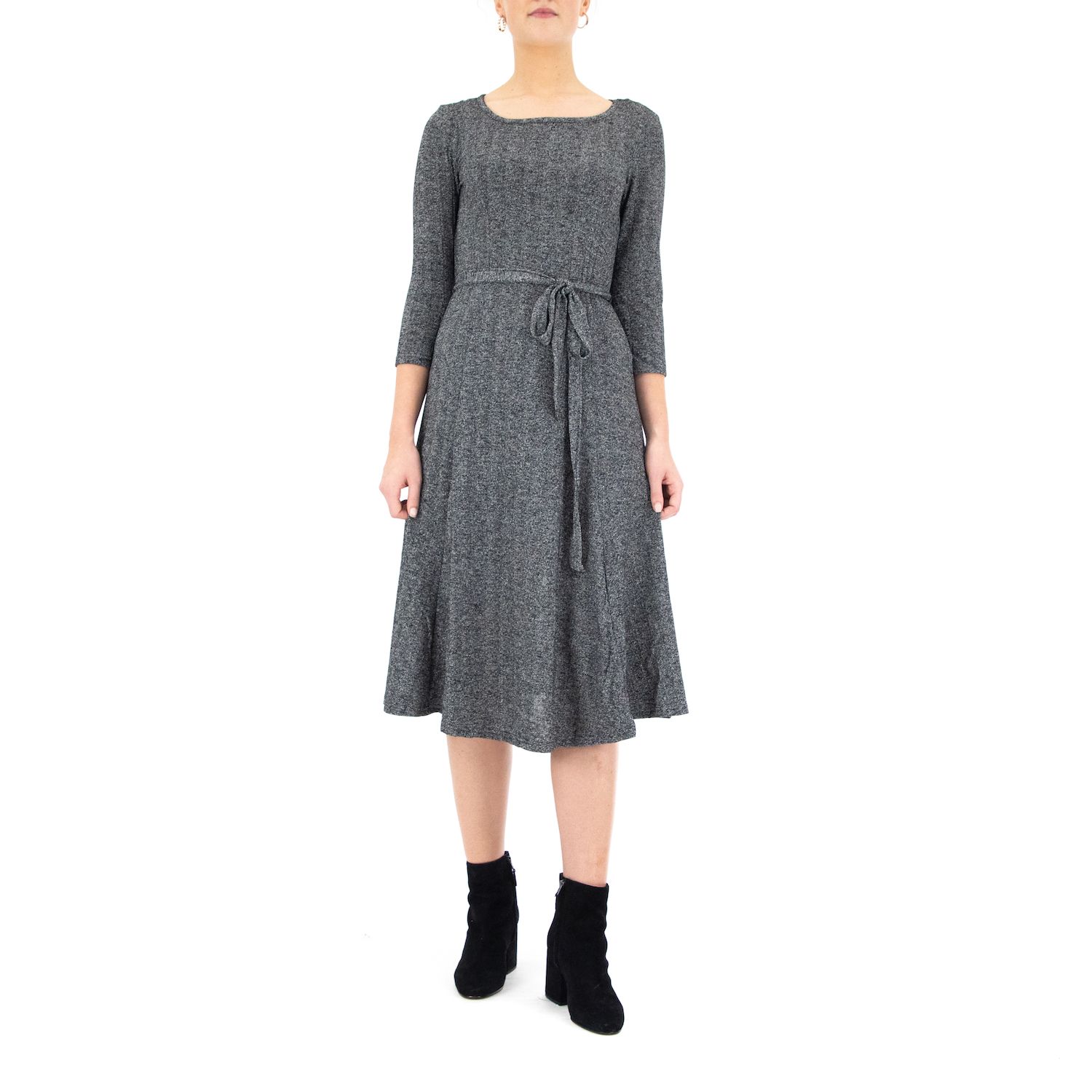 Женское платье Nina Leonard Sylvia Lurex Midi, цвет: Чёрный серебряный