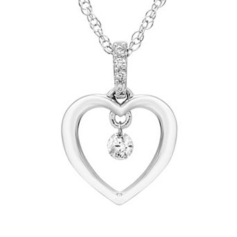 Boston Bay Diamonds Sterling Silver 1/10 Carat T.W. Dancing Diamond Heart Pendant Necklace