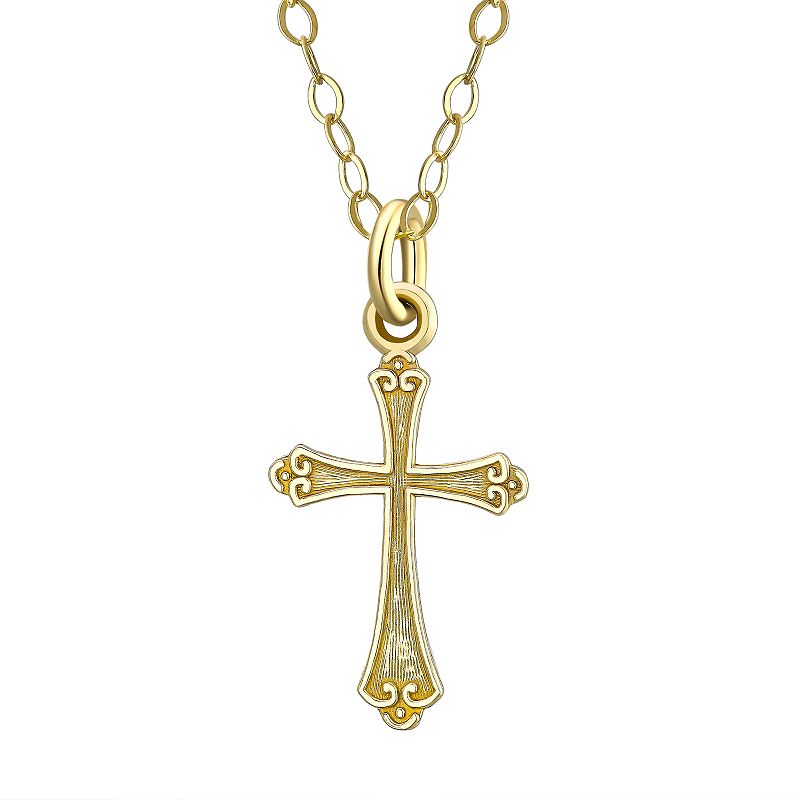 Charming Girl 14k Gold Cross Pendant Necklace, Girls, Size: 15, Multico