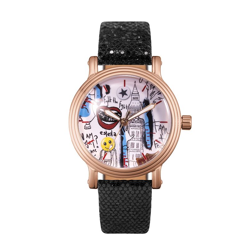 Disney's Cruella Women's Rose Gold Tone Vintage Watch, Size: Medium, Black