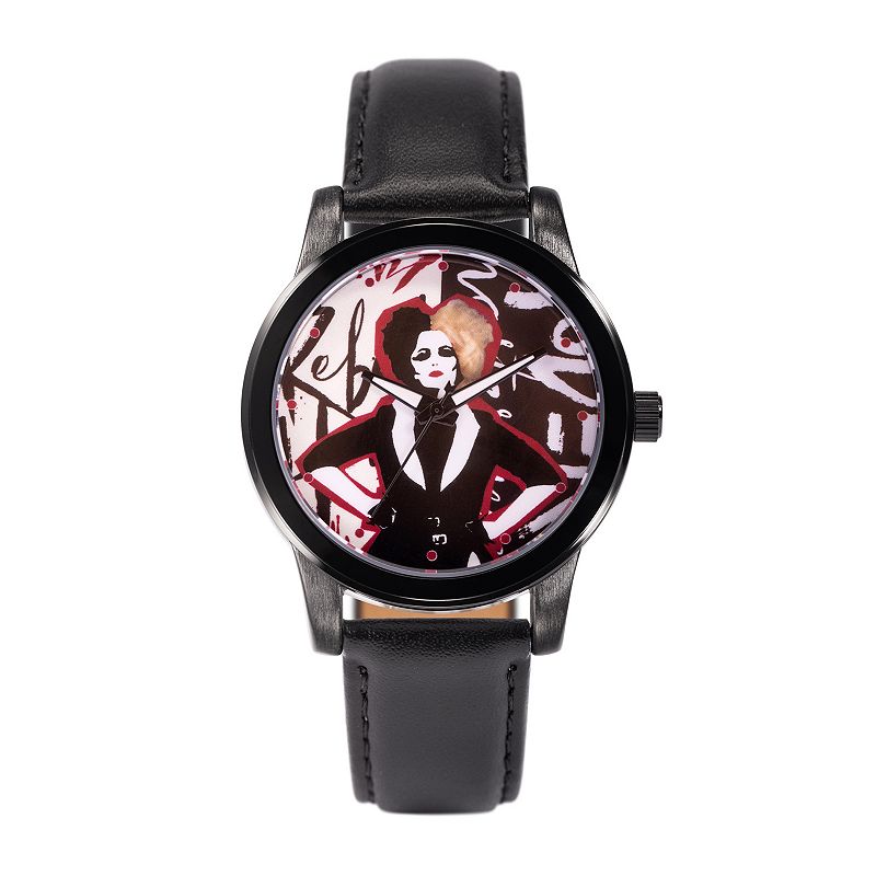 Disney's Cruella Women's Black Leather Watch, Size: Medium
