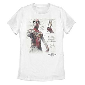 Juniors' Marvel Spider-Man No Way Home Graph Sketch Tee