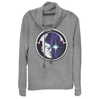 Juniors' Marvel What If Watcher Starry Eyed Cowlneck Graphic Lightweight Long Sleeve