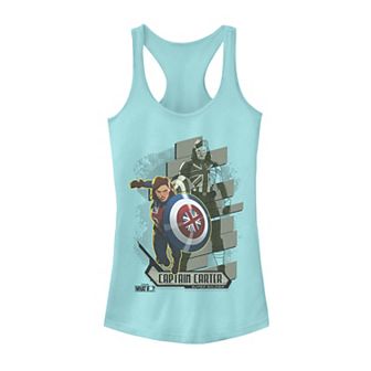 Juniors Marvel What If Captain Carter Action Pose Racerback Tank Top
