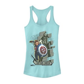 Juniors Marvel What If Captain Carter Action Pose Racerback Tank Top