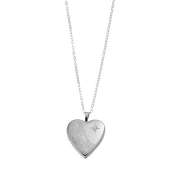 Sterling Silver "It Was Then That I Carried You..." Heart Locket Pendant Necklace