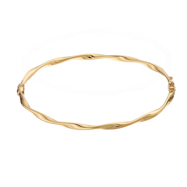 14k Gold Vermeil Twisted Oval Bangle Bracelet - 14k Gold