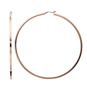 14k Rose Gold Vermeil Polished 80 mm Hoop Earrings