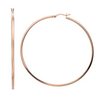 14k Rose Gold Vermeil Polished 60 mm Hoop Earrings