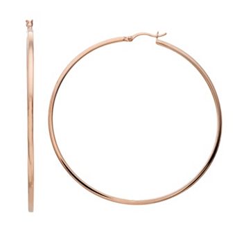 14k Rose Gold Vermeil Polished 60 mm Hoop Earrings